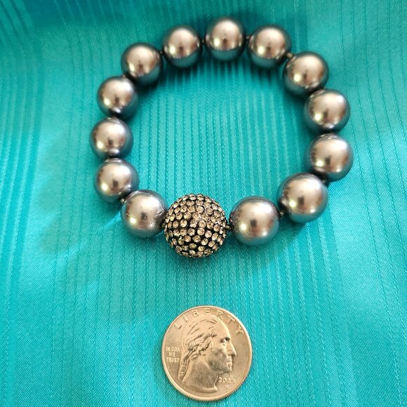 BOLD and BEAUTIFUL SUITE of GRAY PEARL JEWELRY : NECKLACE, BRACELET, EARRINGS - Picture 8 of 16